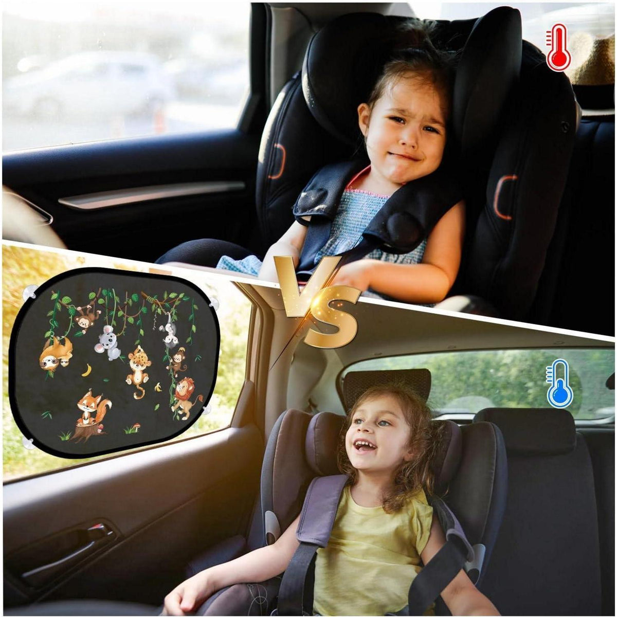 2er Set Auto Sonnenschutz Baby – Dschungeltiere & UV Schutz