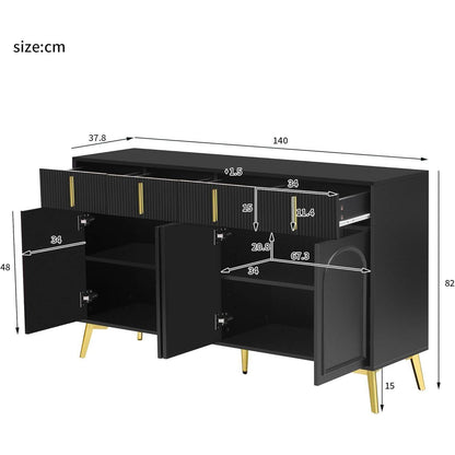 Buffetschrank mit goldenen Akzenten Schwarz