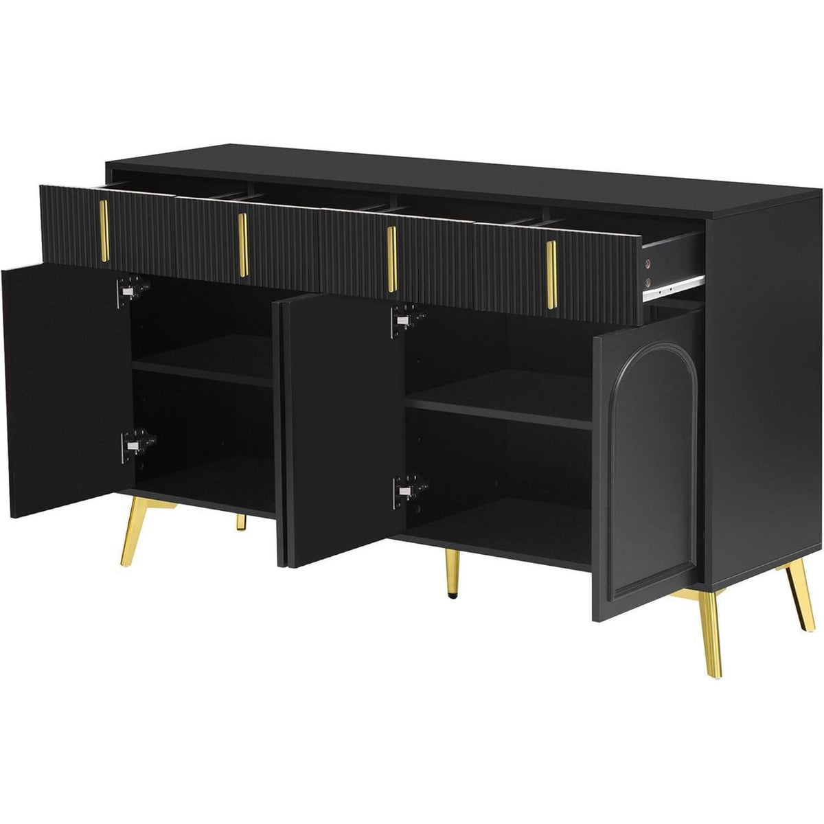 Buffetschrank mit goldenen Akzenten Schwarz