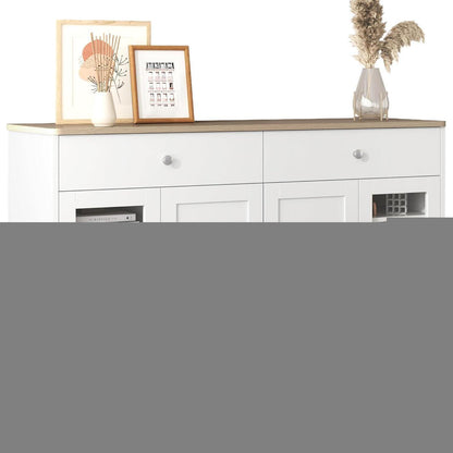 Weißes Sideboard mit Glastüren & Schubladen – 120x37x80cm