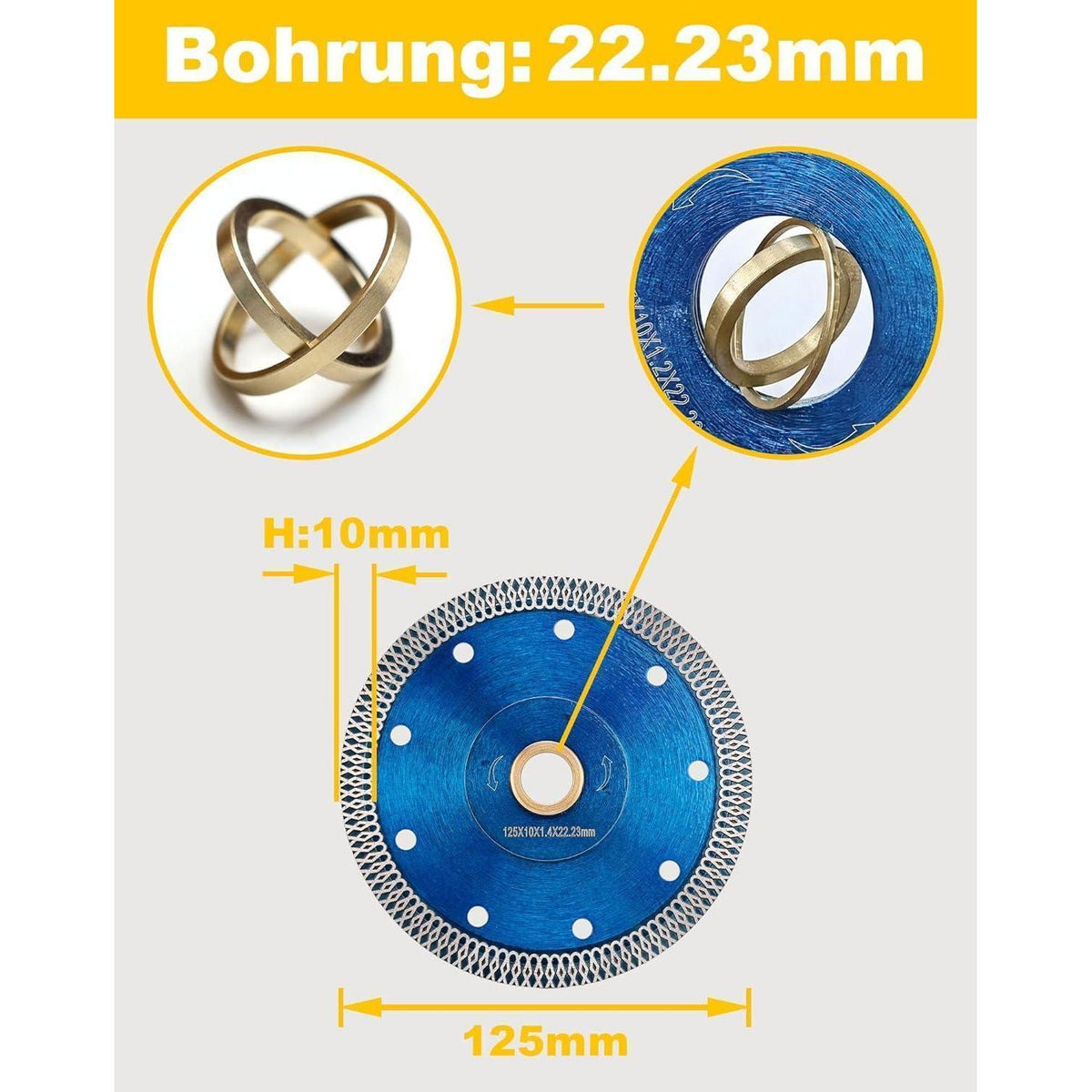 Diamanttrennscheibe 125mm Turbo X-Zahn für Fliesen & Stein
