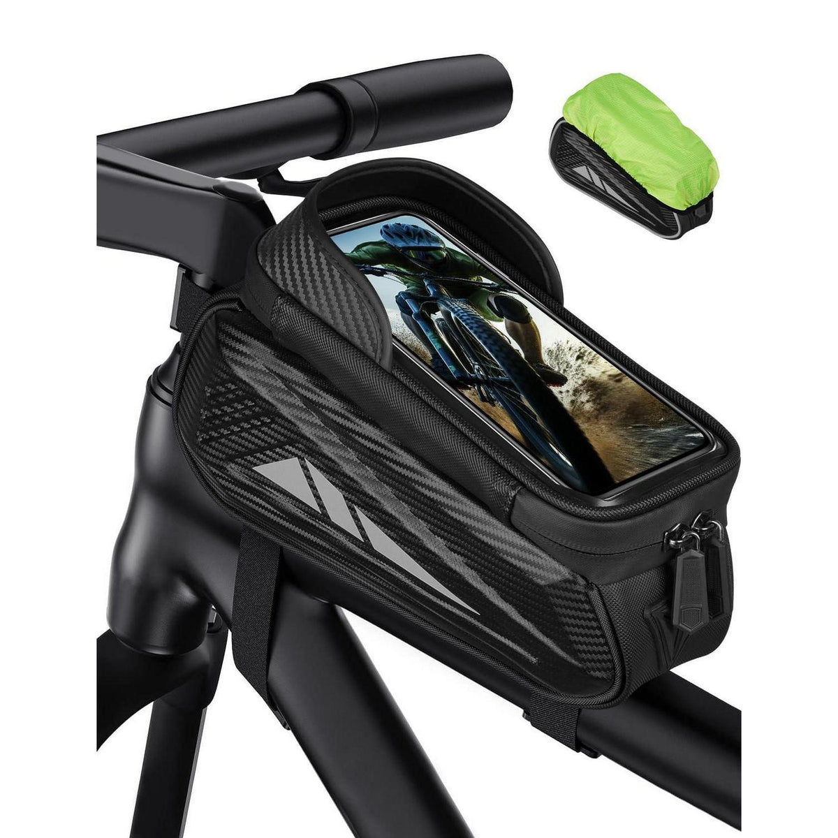 Wasserdichte Fahrrad Rahmentasche 1.2L mit Touchscreen & Regenhülle