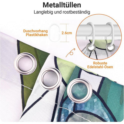 Grüner Duschvorhang Blätter 150x180cm – Antischimmel & Wasserabweisend
