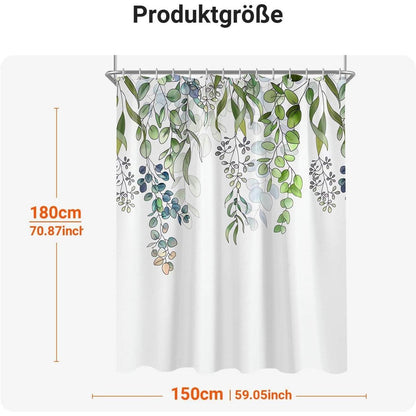 Grüner Duschvorhang Blätter 150x180cm – Antischimmel & Wasserabweisend