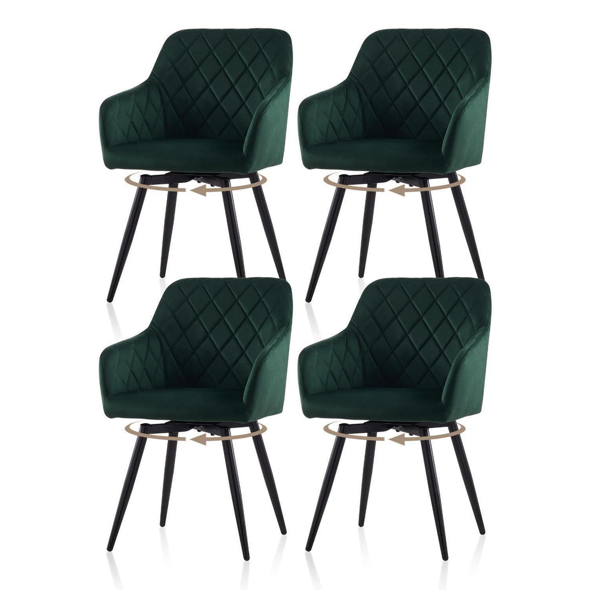 Drehbare Esszimmerstühle Set 4er – Samt, Grün
