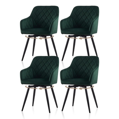 Drehbare Esszimmerstühle Set 4er – Samt, Grün