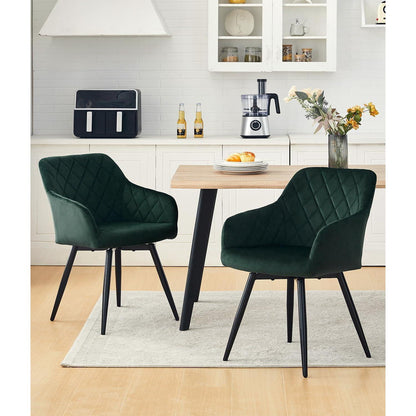 Drehbare Esszimmerstühle Set 4er – Samt, Grün