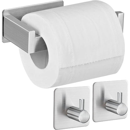 Toilettenpapierhalter ohne Bohren mit Handtuchhaken – Edelstahl Silber