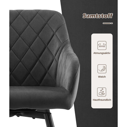 Drehbare Esszimmerstühle Set 4 – Samt, Grau