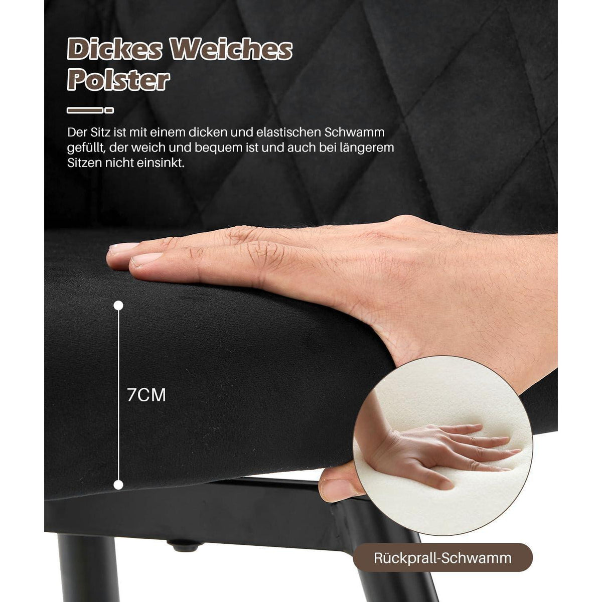 Drehbare Esszimmerstühle Set 2 | Samt, Metallbeine, Modern