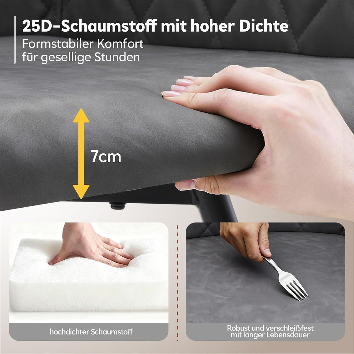 Drehbare Esszimmerstühle 2er-Set, Hellgrau in Lederoptik