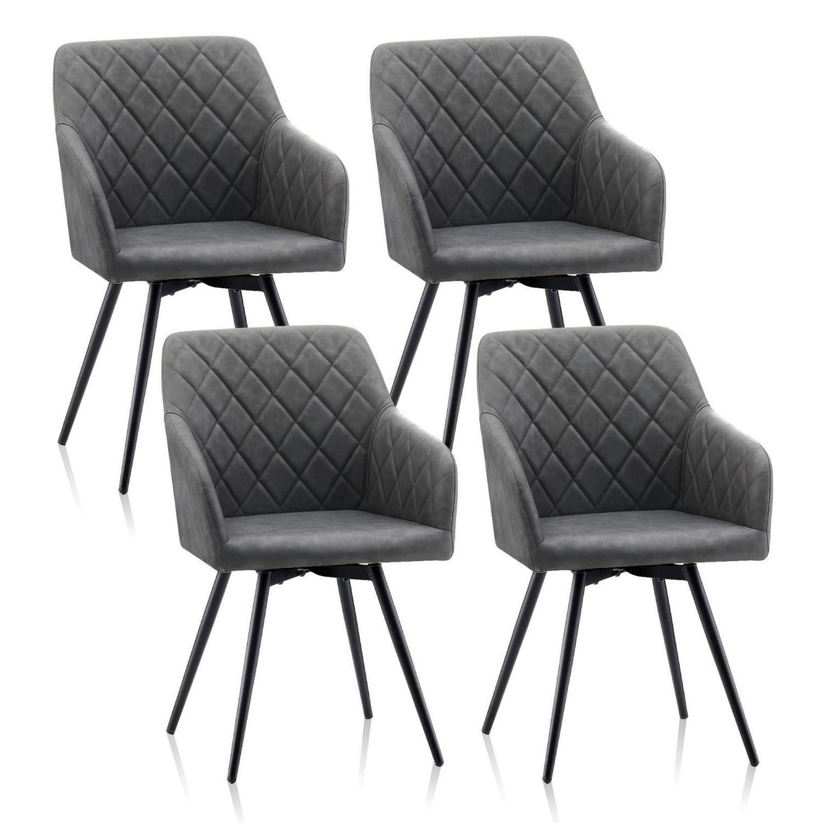 Drehbare Esszimmerstühle Set 4x, Grau in Lederoptik