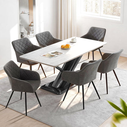 Drehbare Esszimmerstühle Set 4x, Grau in Lederoptik
