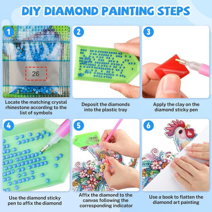 Diamant Painting Anhänger Huhn – Bastelset für Kinder & Erwachsene