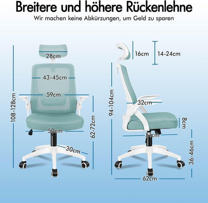 Hochwertiger Bürostuhl mit Lordosenstütze und Kopfstütze