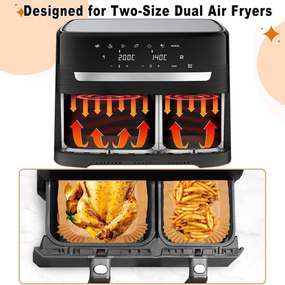 100x Airfryer Backpapier für Philips Dual Basket 3000/5000 Serie