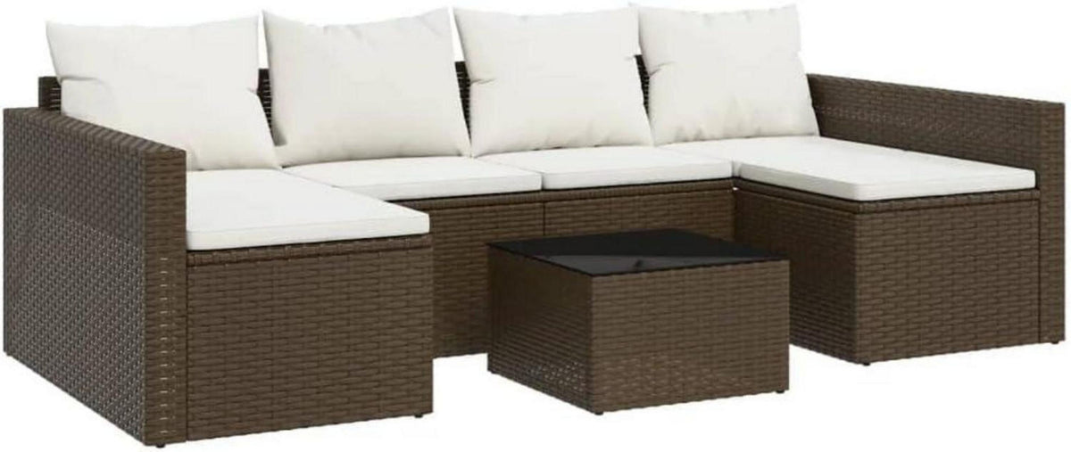 2-TLG. Gartenlounge-Set mit Kissen und Tisch aus Poly Rattan