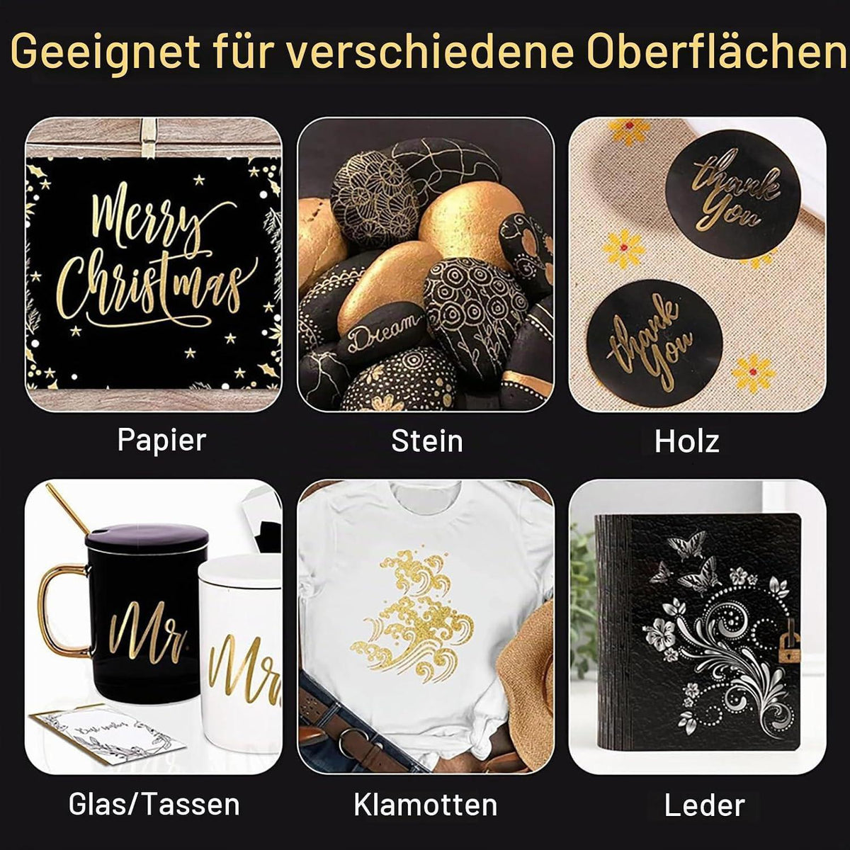 Acrylmarker Set 0,7mm – Schwarz, Weiß, Gold, Silber