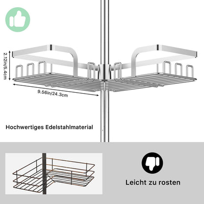 Teleskop Duschregal Eckig Edelstahl 4 Etagen