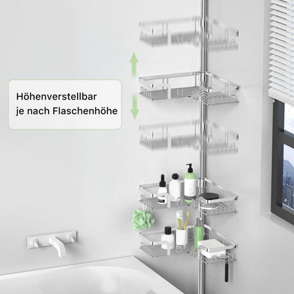 Teleskop Duschregal Eckig Edelstahl 4 Etagen