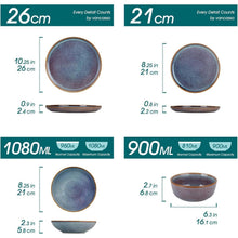 24-teiliges Geschirrset für 6 Personen, Steingut, Lavendelblau