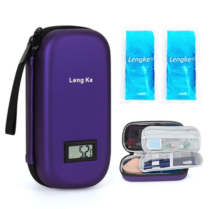 Insulin Kühltasche mit 2 Kühlakkus – Diabetes Reisetasche Lila