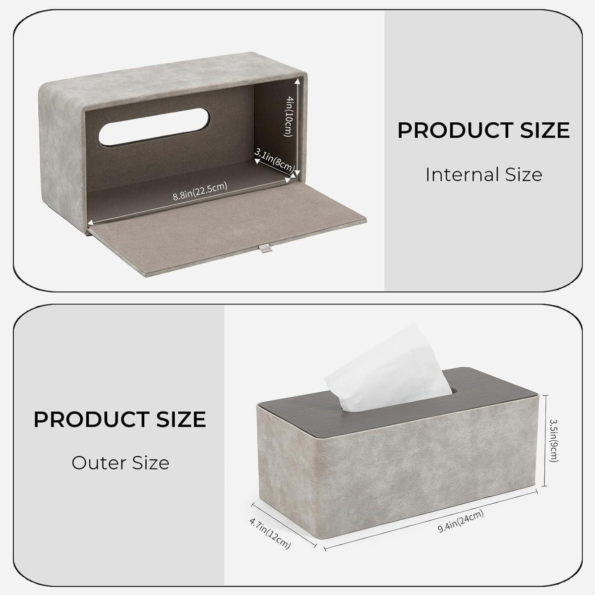Moderne Taschentuchbox Grau & Holzoptik in Lederoptik