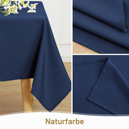 Leinendecke Tischdecke Dunkelblau 140x220cm – Abwaschbar & Elegant