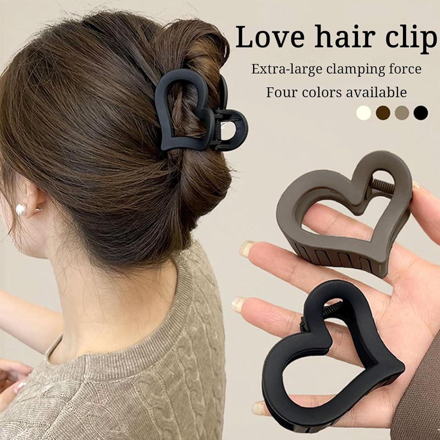 Haarklammern Set 4 Stück Herz Design Mittelgroß Haarclips für Dickes Haar