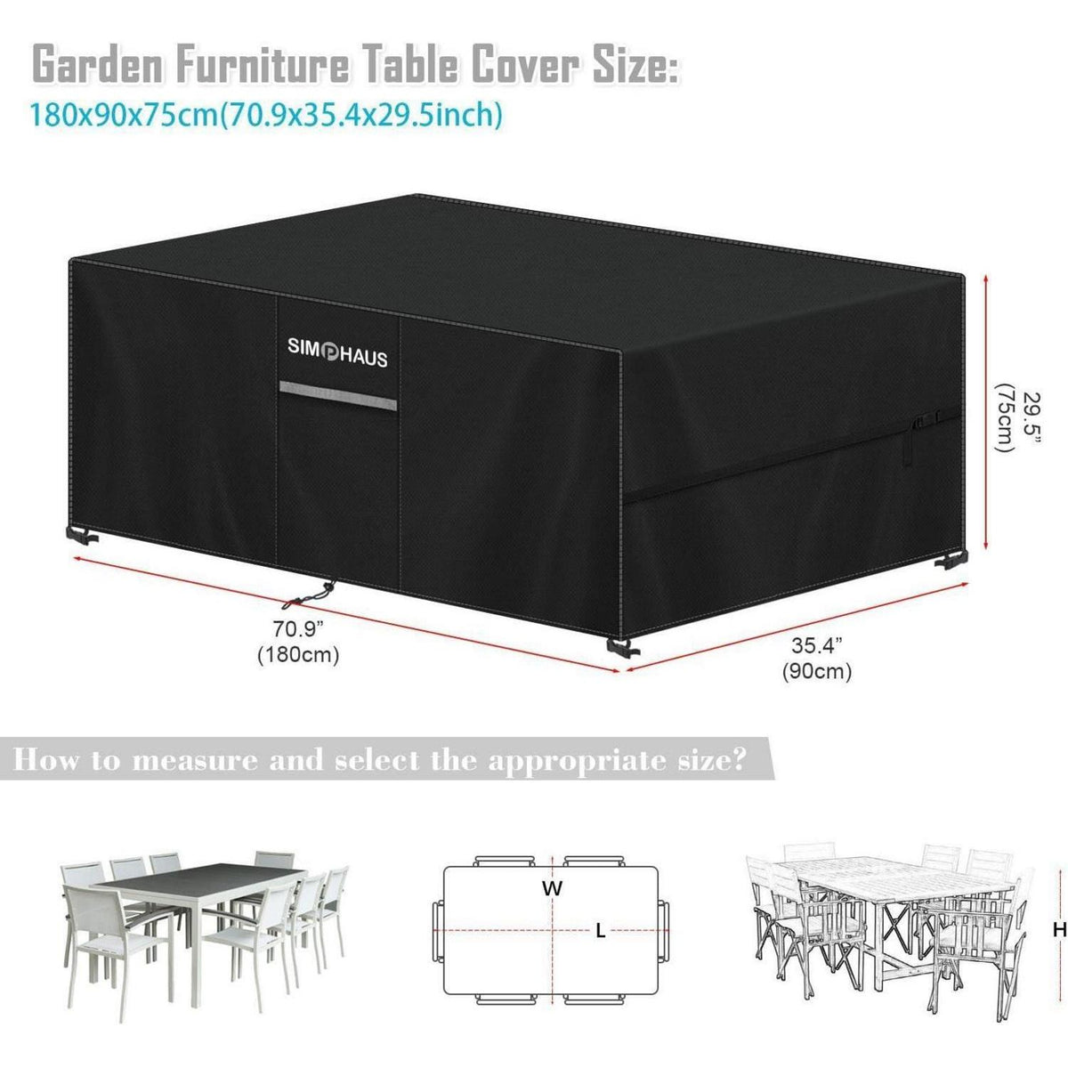 Gartenmöbel Abdeckplane 180x90x75cm – Wasserdicht & UV-Schutz