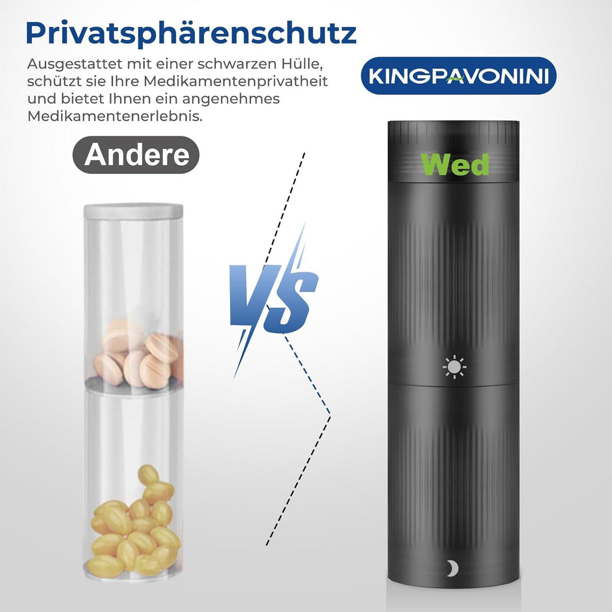 KingPavonini Tablettenbox 7 Tage Medikamentenbox AM/PM