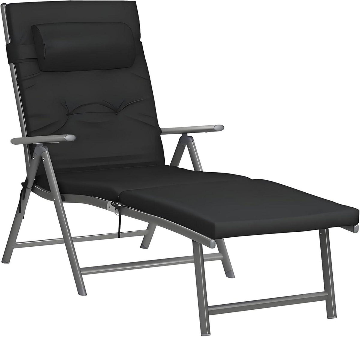 Faltbare Sonnenliege mit Matratze und Aluminiumgestell, belastbar bis