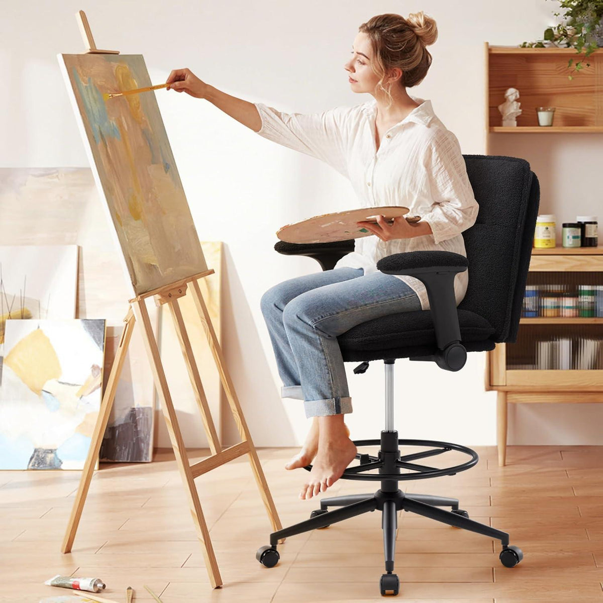 IWMH Ergonomischer Bürostuhl höhenverstellbarer Drehstuhl
