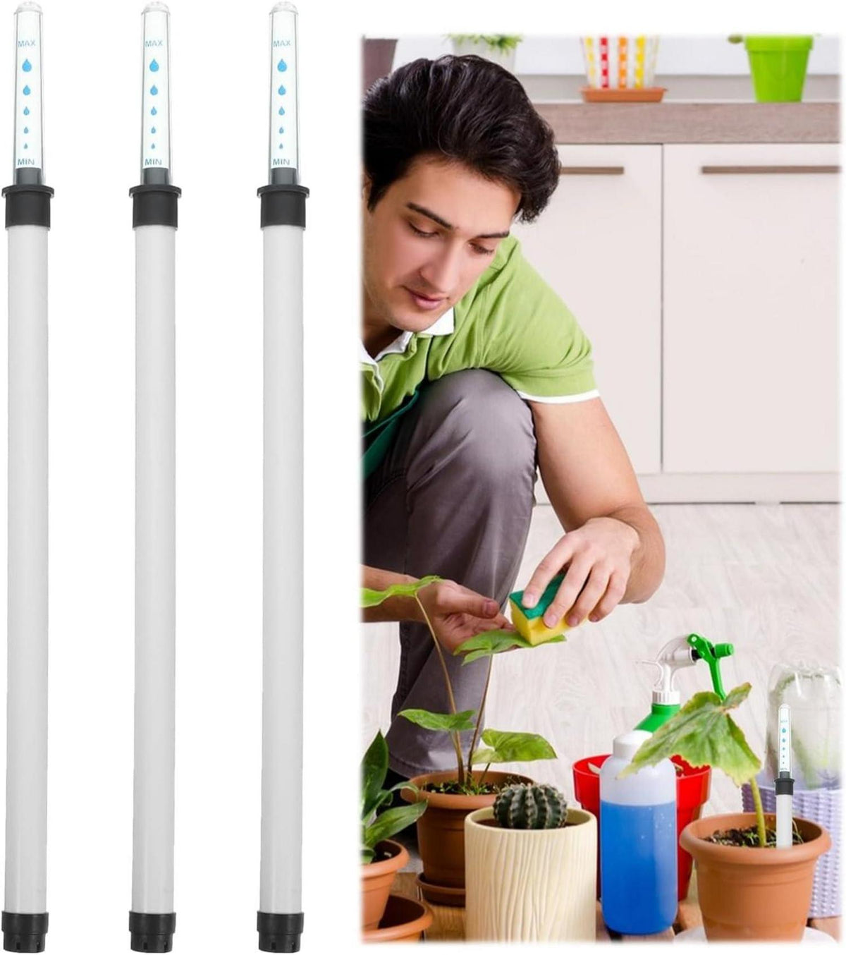 3er Set Wasserstandsanzeiger Pflanzen 36cm Gießanzeiger