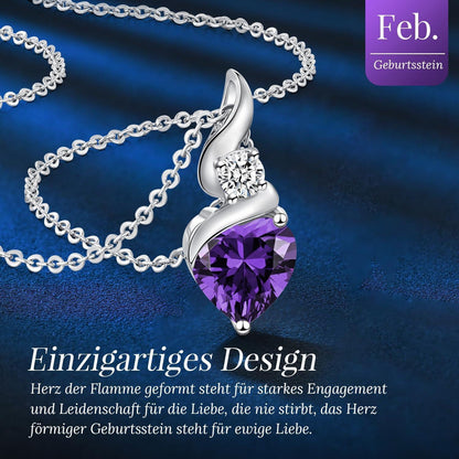 Silberkette Damen Herz Anhänger Infinity Geburtsstein Halskette