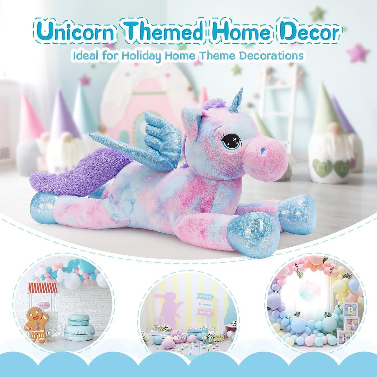 XXL Einhorn Kuscheltier 110cm - Weiches Plüschtier für Kinder