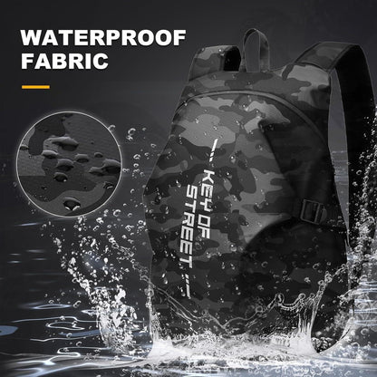 Motorrad Rucksack Wasserdicht mit Helmhalterung – Schwarz Camo L