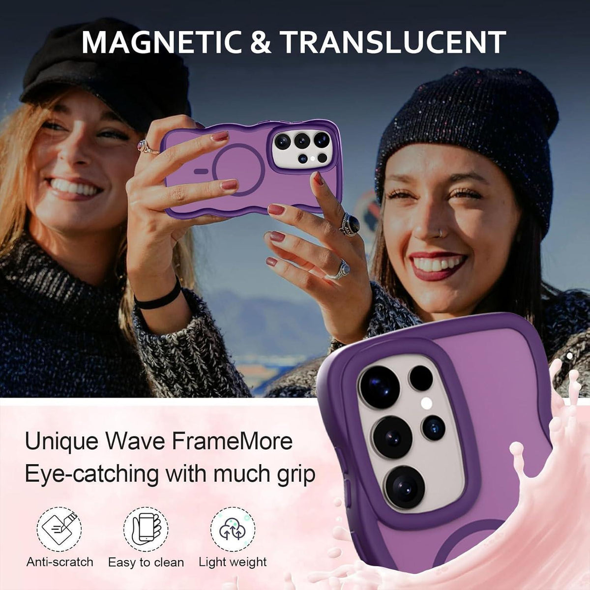 Magnetische Handyhülle für Samsung S25 Ultra, Lila, Wellenform, Matt