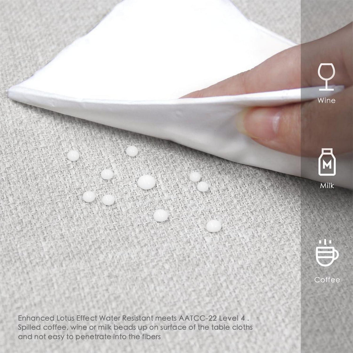 Tischdecke wasserabweisend Leinenoptik Eulegrau Rechteckig 396x229 cm