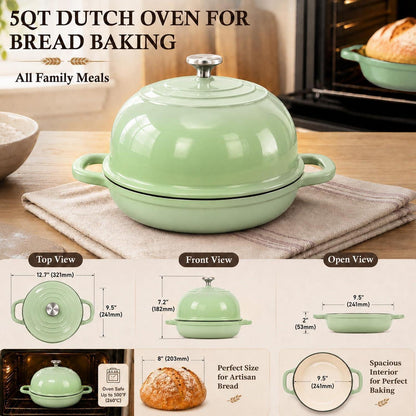 Gusseisen Dutch Oven Brotbacktopf mit Deckel & Gärkorb