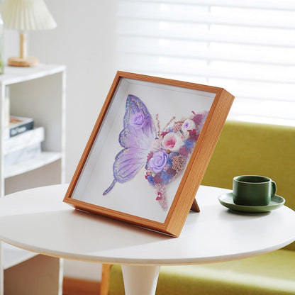 Ewige Rose Schmetterling Deko - Konservierte Blume Wandbild Lila