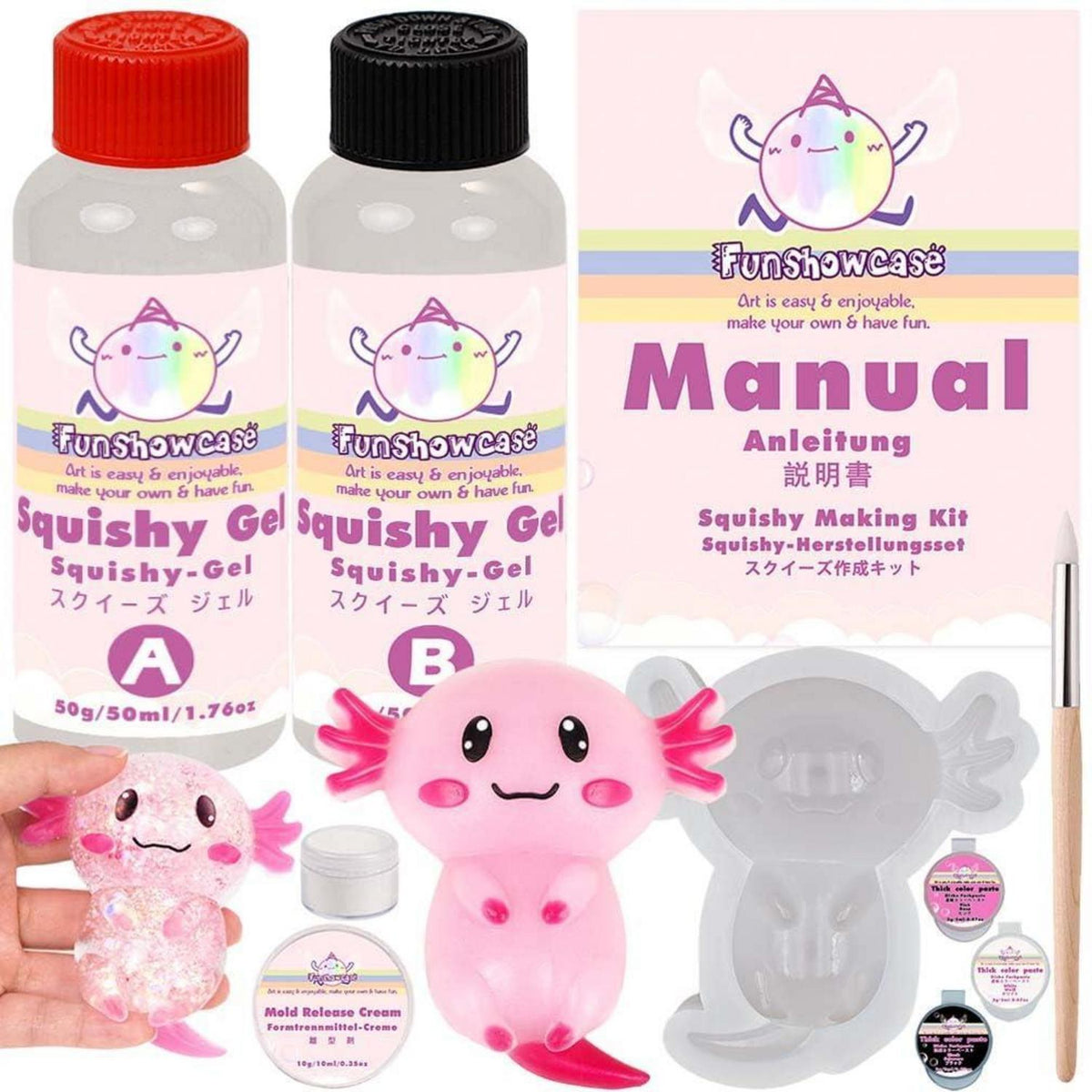Axolotl Squishy Set Flüssigsilikon Basteln Rosa