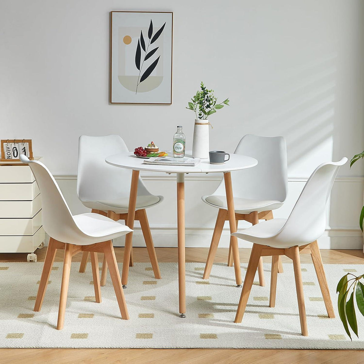 Runder Küchentisch Holz weiß – Skandinavischer Esstisch 80cm
