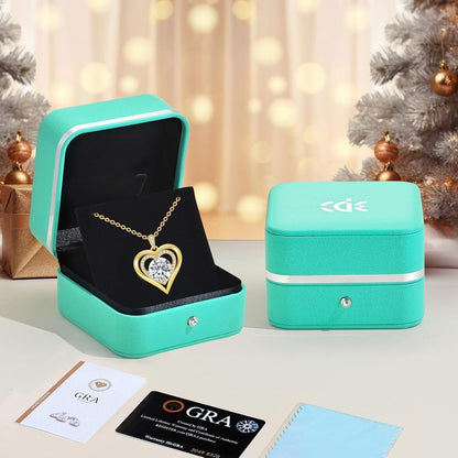 Silber Herz Halskette Damen Moissanite 3 Karat Vergoldet