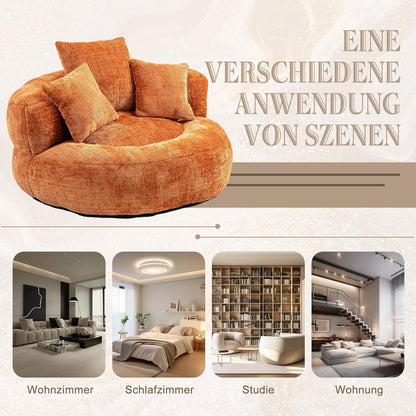 Lazy Sitzsack mit hohem Rücken & 3 Kissen – Orange