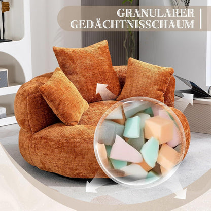 Lazy Sitzsack mit hohem Rücken & 3 Kissen – Orange