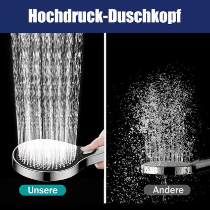 Hochdruck Duschkopf Set mit Schlauch & 3 Strahlarten