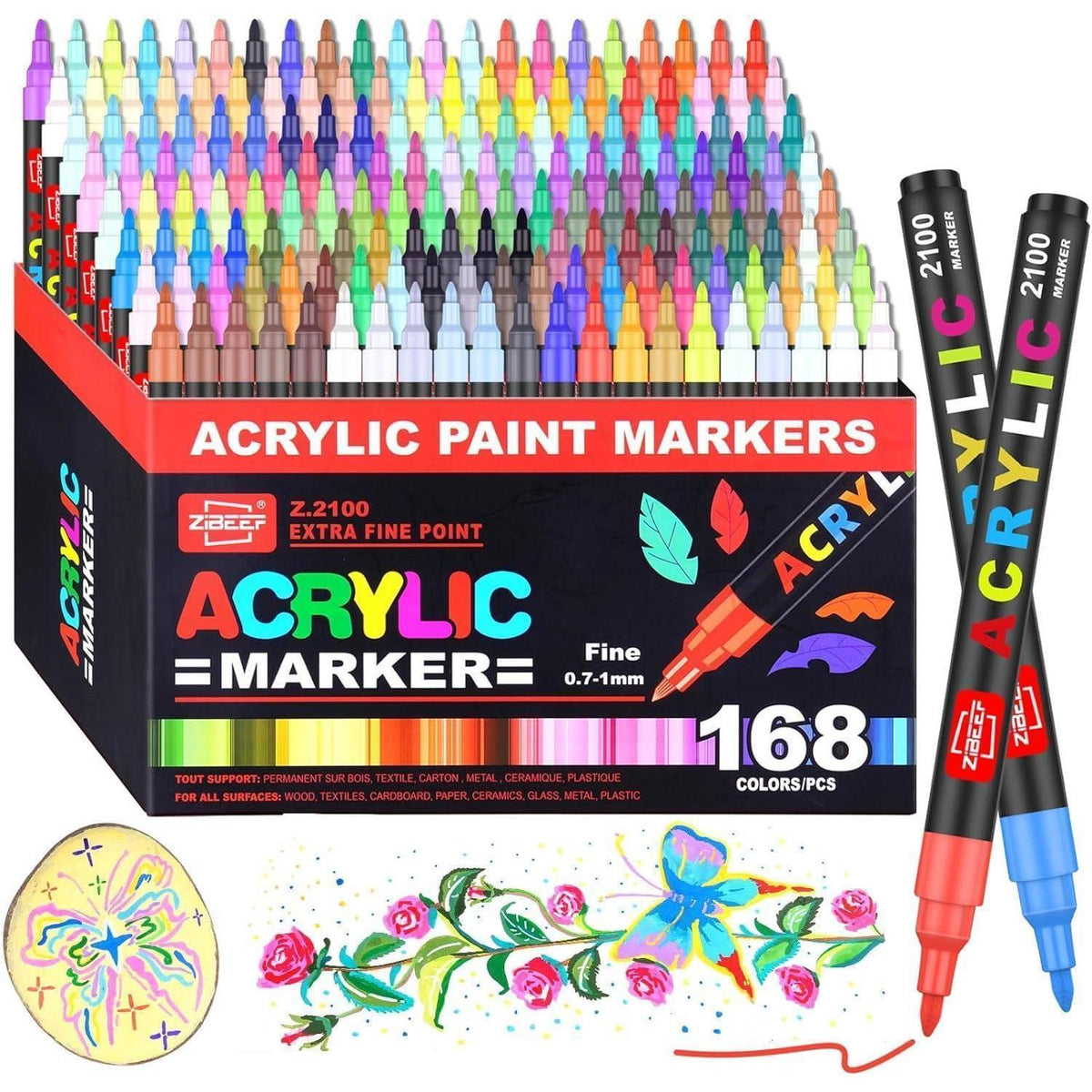 168 Acrylstifte Set – Wasserfest für Steine, Glas & mehr