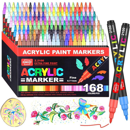 168 Acrylstifte Set – Wasserfest für Steine, Glas & mehr