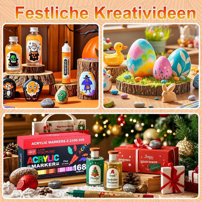 168 Acrylstifte Set – Wasserfest für Steine, Glas & mehr